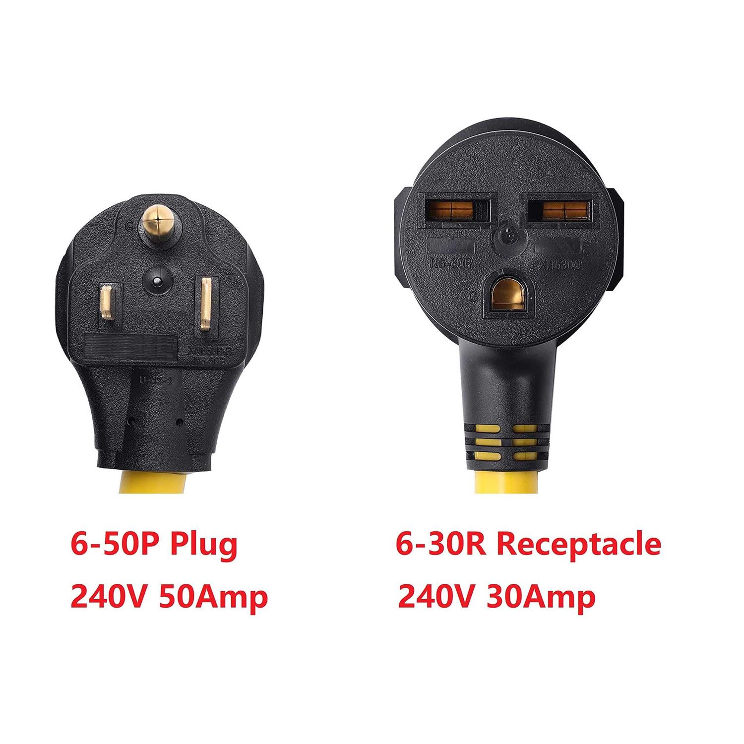 ONETAK NEMA 6-50P to 6-30R 240V 50 Amp 3 Prong Male Plug to 30 Amp 3 Prong Female Outlet Receptacle Generator Welder Dryer EV Charger Power Cord - Cheap Fitting