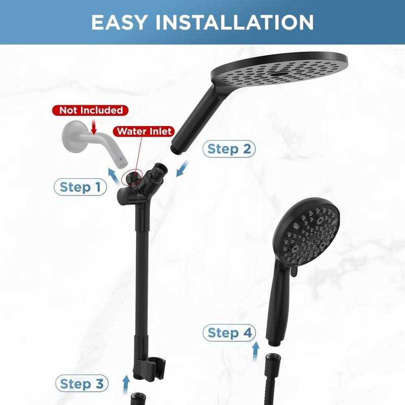 MakeFit 21-mode Dual Handheld Shower Head Combo, Upgraded 2-in-1 Rain Shower Heads System 8 Inch Rainfall Shower Head and 10 Modes High Pressure Hand - Cheap Fitting