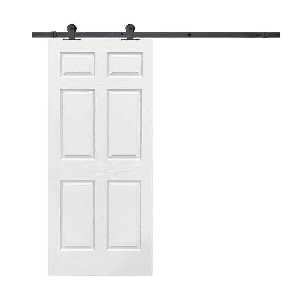 Paneled Wood and Metal Barn Door with Installation Hardware Kit Calhome - Cheap Fitting