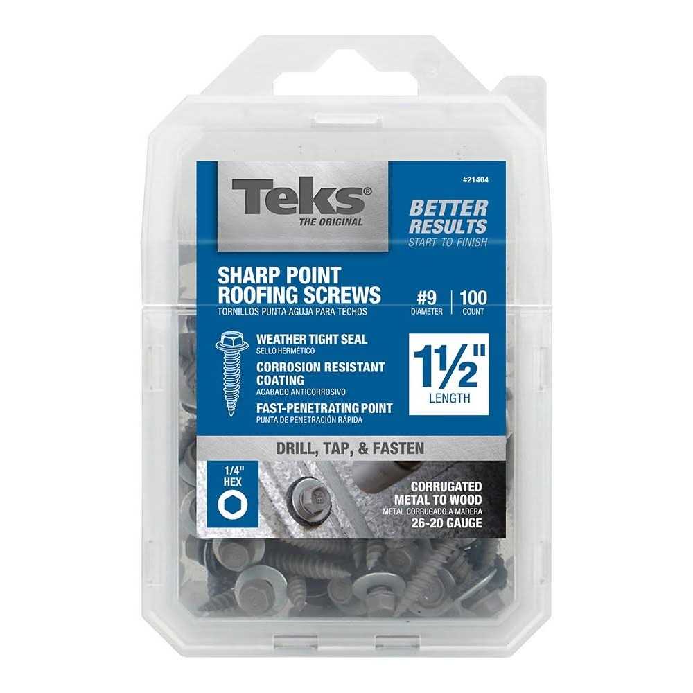 Teks Screws, Roofing, Sharp Point, 1-1/2 Inches – 100 screws 21404 - Cheap Fitting