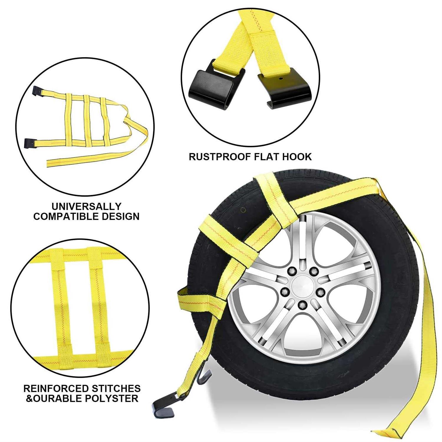 Robbor Tow Dolly Basket Straps with Flat Hook for Small to Medium Size Tires - Cheap Fitting