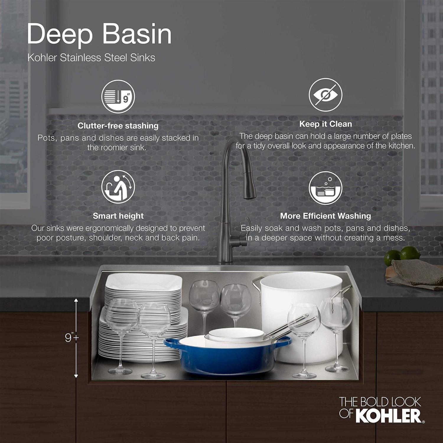 Kohler Vault 12-1/4 top-/undermount Bar Sink - Cheap Fitting