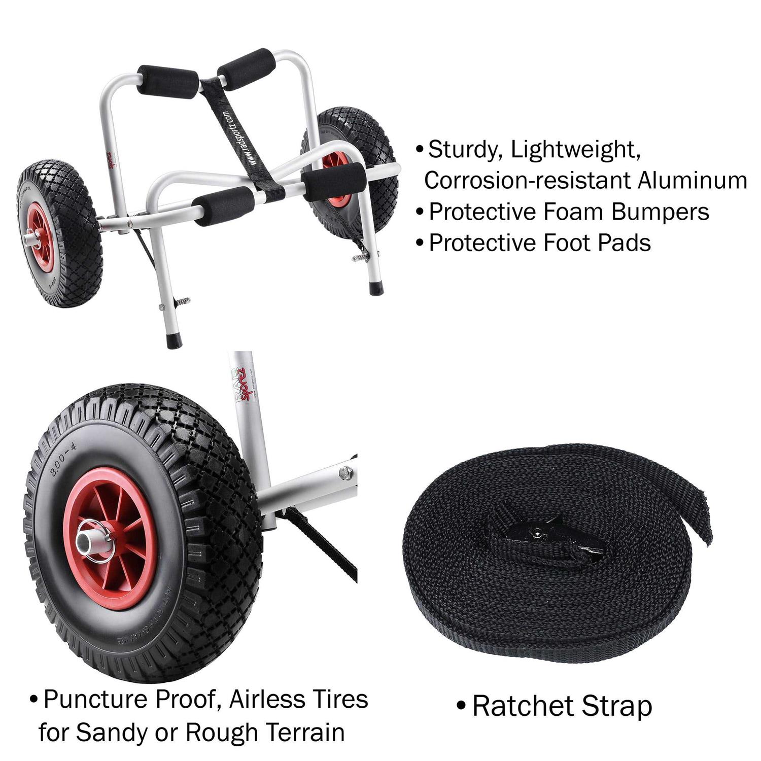 RAD Sportz 150 lb. Premium Aluminum Kayak Cart with Pneumatic Tires - Cheap Fitting