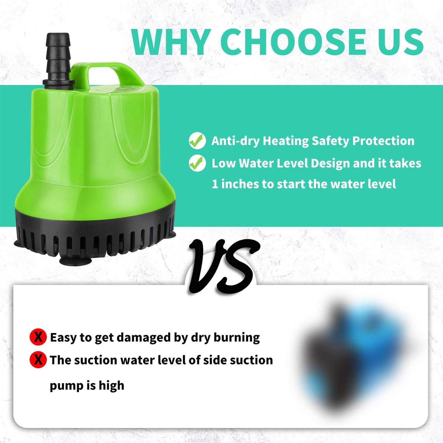 Freesea 845 GPH 60W Submersible Water Pump for Pond Aquarium Hydroponics Fish Tank Fountain Waterfall - Cheap Fitting