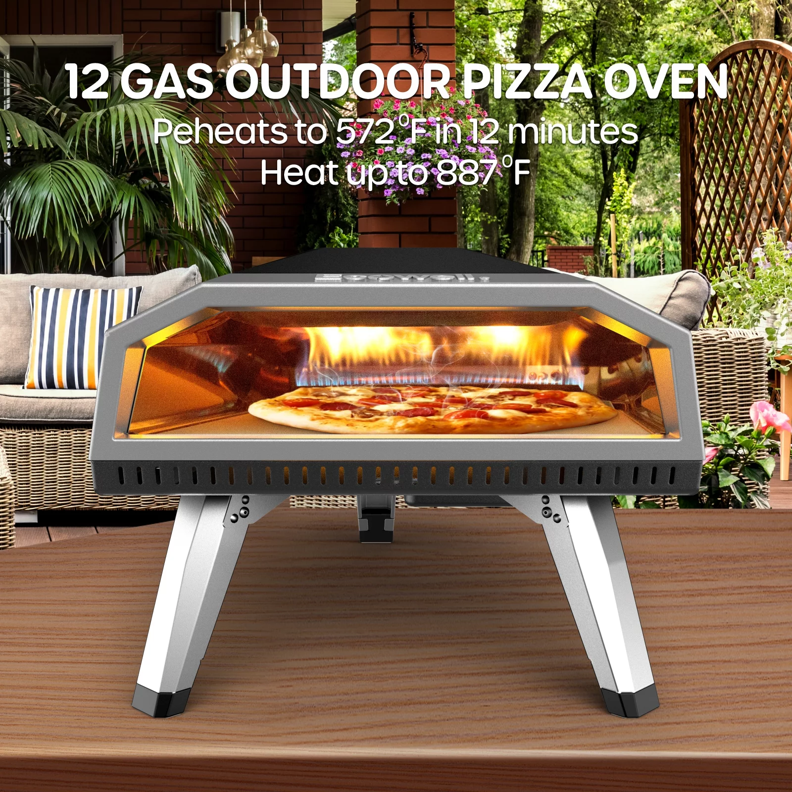 ECOWELL 12” Gas Outdoor Pizza Oven and Accessories - Cheap Fitting