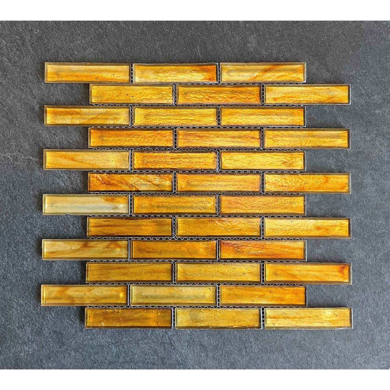 Mosaic Studio 1 x 4 Brick Iridescent Glass Mosaic Wall Tiles - Cheap Fitting