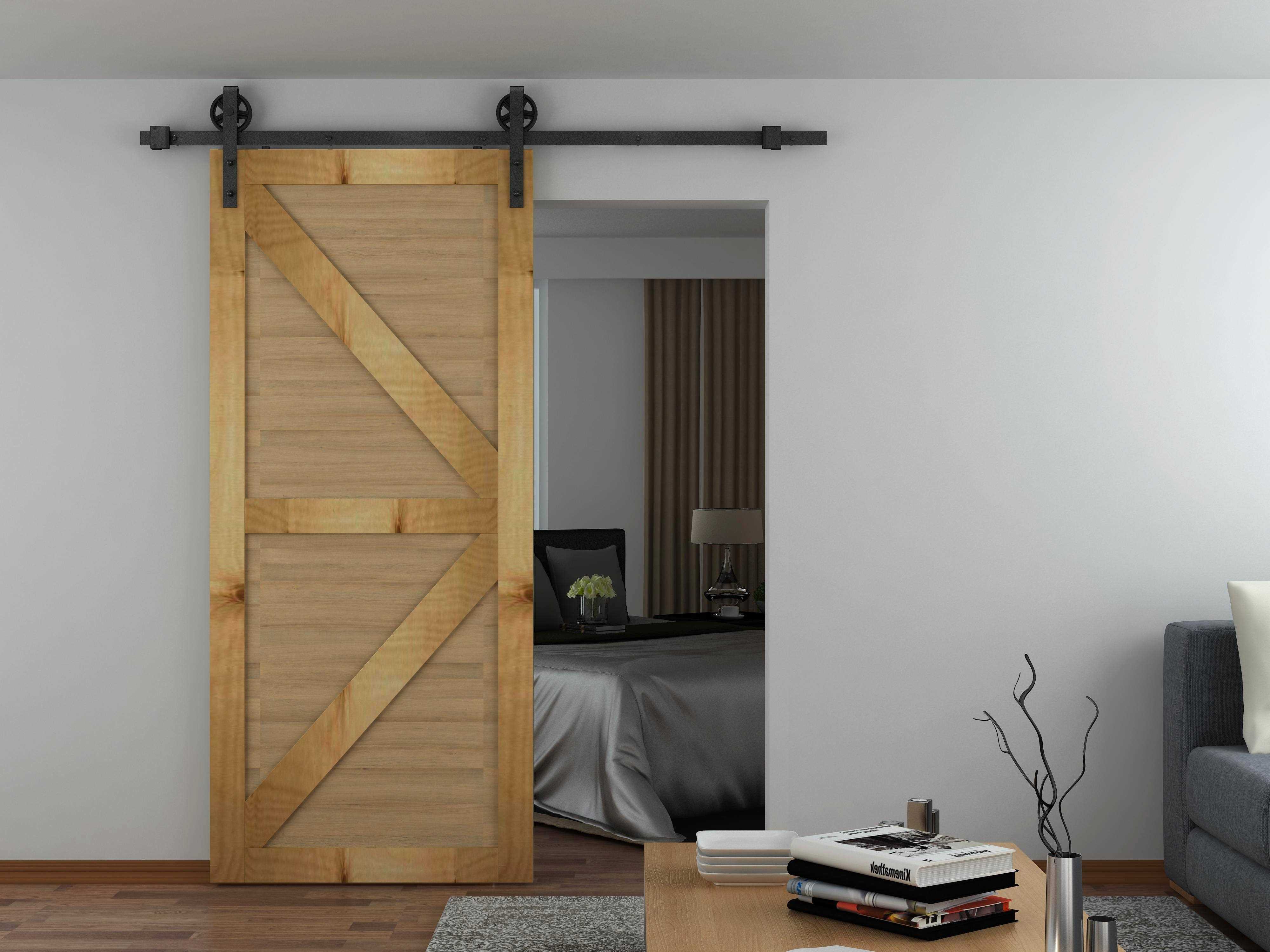 Quiet Glide 78-3/4 in. Black Sliding Barn Door Hardware and Track Kit NT140008W08 - Cheap Fitting