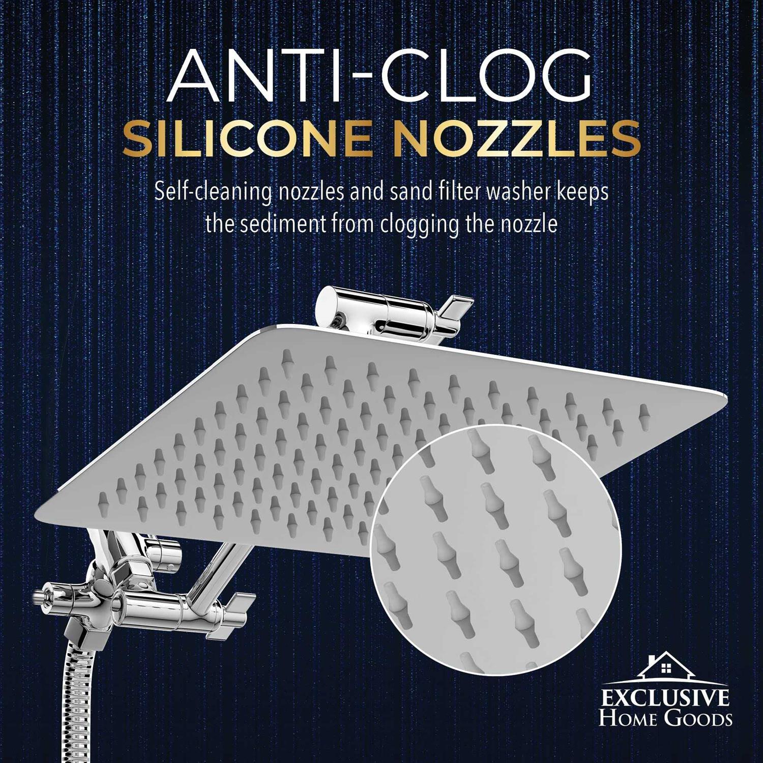 All Metal Shower Head 8 Dual Square Shower Head with Handheld Wand 71in Hose Set - Cheap Fitting