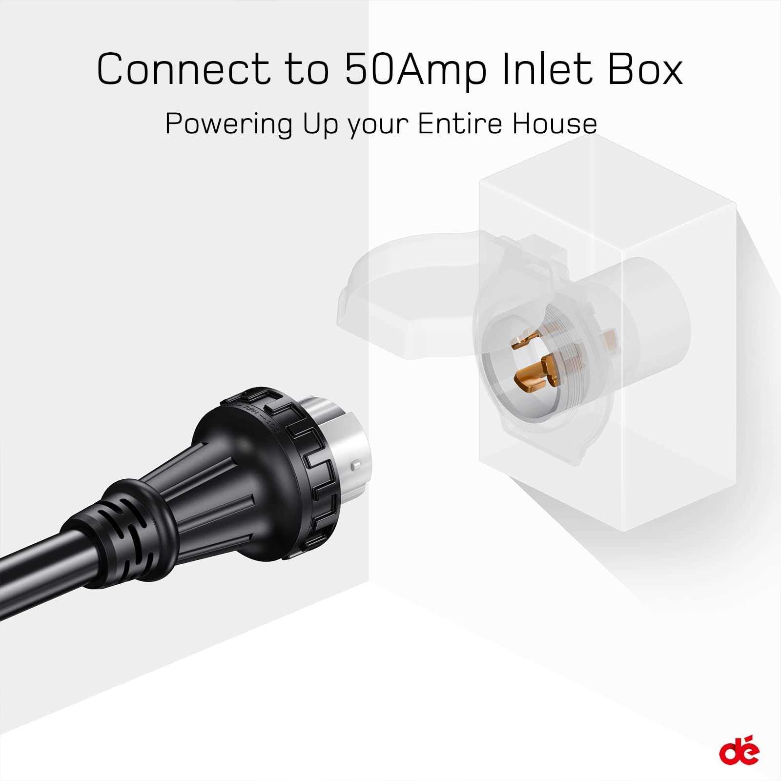 50 Amp Generator Cord 15ft Generator Extension Cord with Organizer NEMA 14-50P to SS2-50R 4 Prong 50A Power Cord for 50A Inlet Box - Cheap Fitting