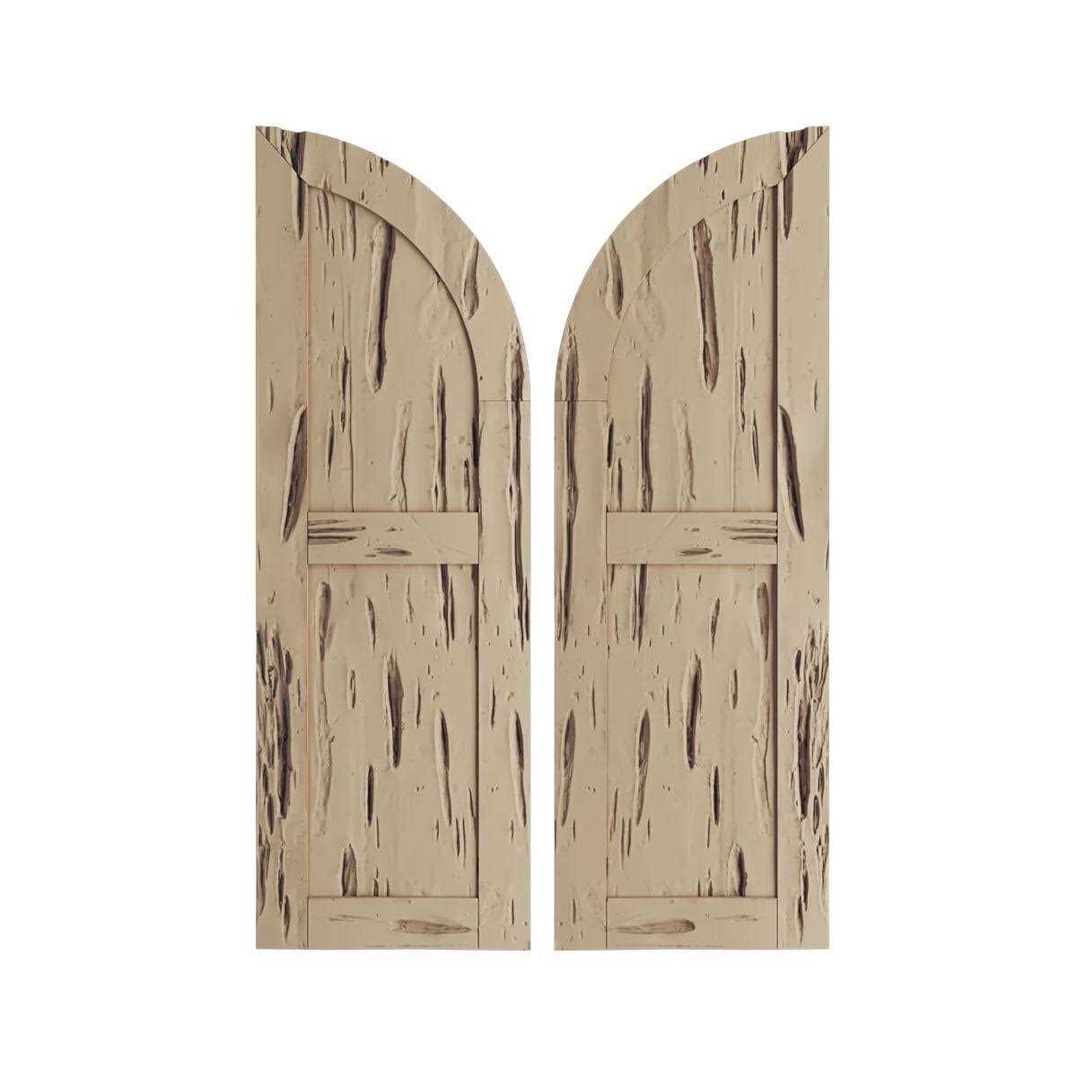 Ekena Millwork Timberthane Two Equal Flat Panel w/Quarter Round Arch Top Faux Wood Shutters - Cheap Fitting