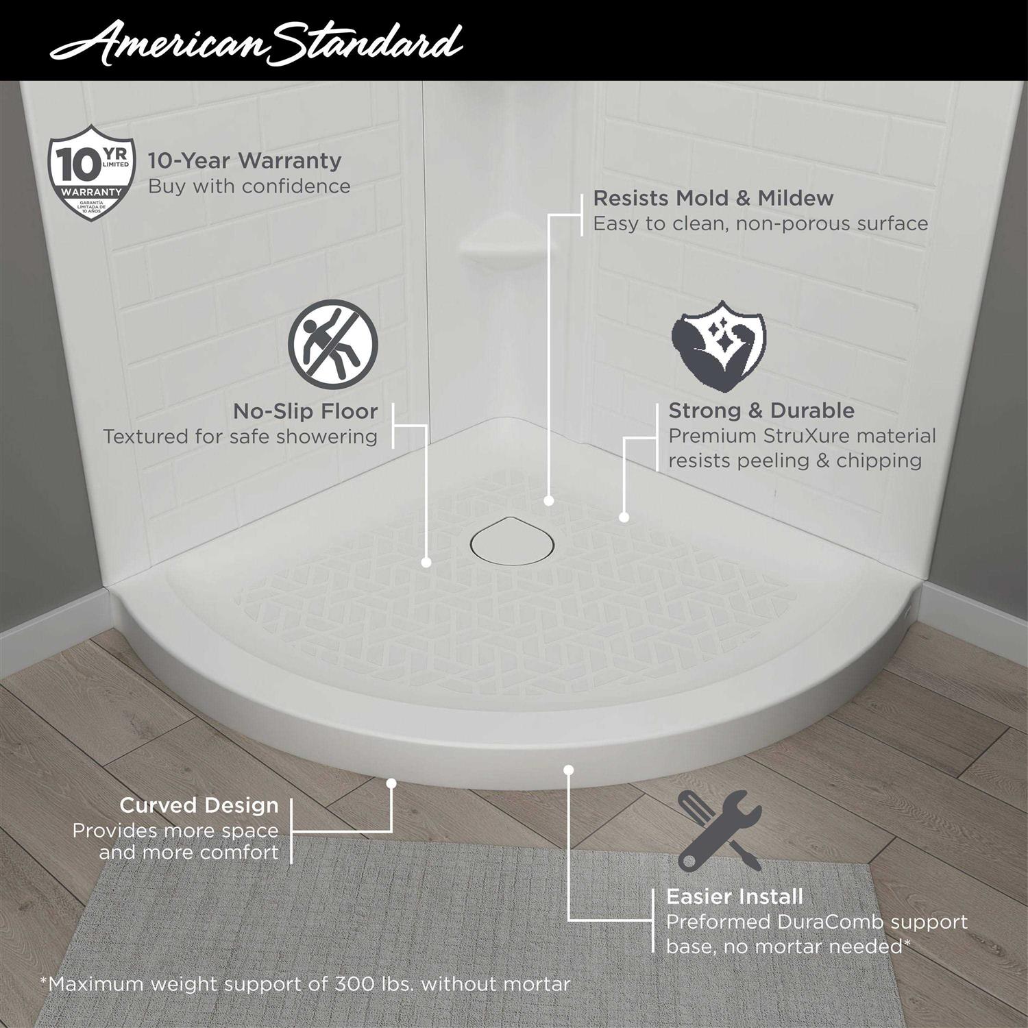 American Standard Elevate 36-in W x 36-in L with Center Drain Neo-angle Shower Base A8016T-CO.011 - Cheap Fitting