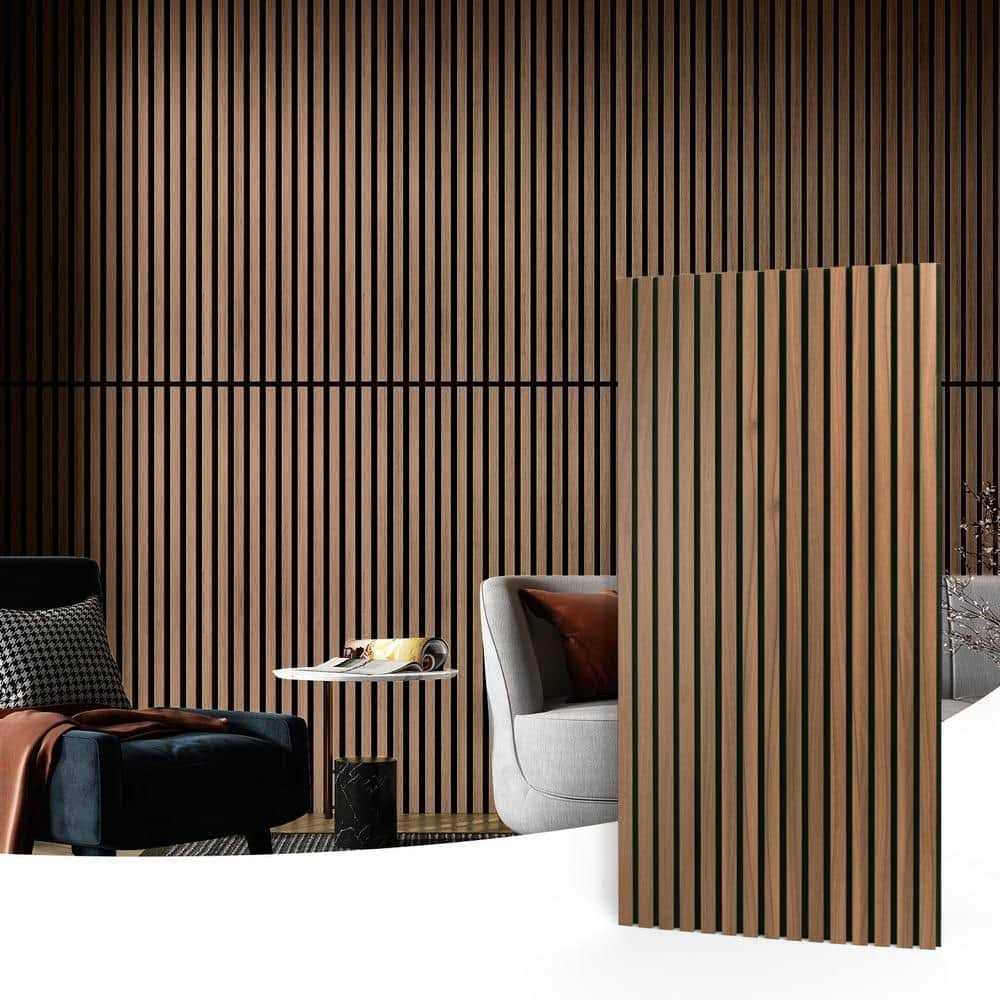 Art3dwallpanels Walnut 0.83 in. x 2 ft. x 4 ft. Slat MDF Acoustic Decorative Wall Paneling - Cheap Fitting