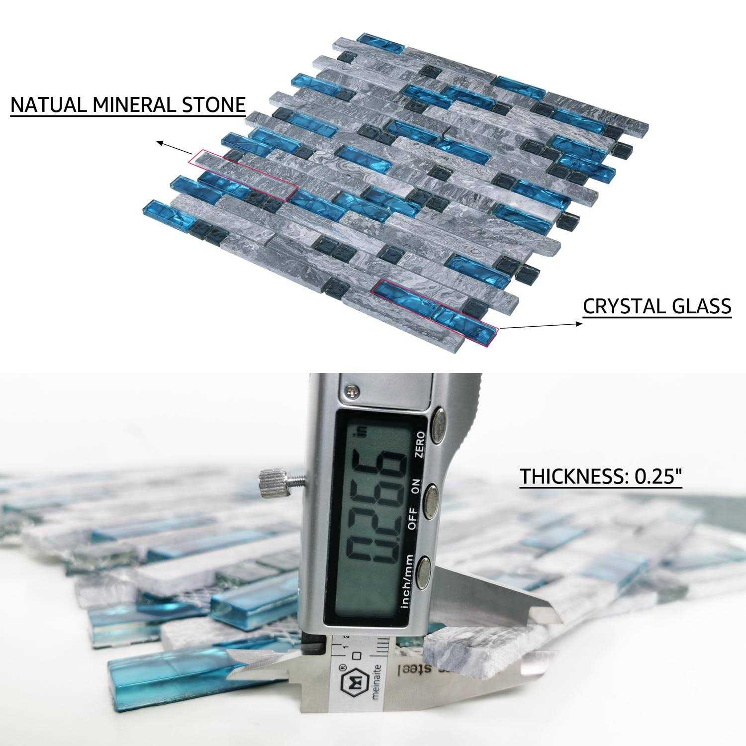 Art3d Decorative Stone Glass Tile 12 x 12 for Kitchen Backsplash or Bathroom Backsplash - Cheap Fitting