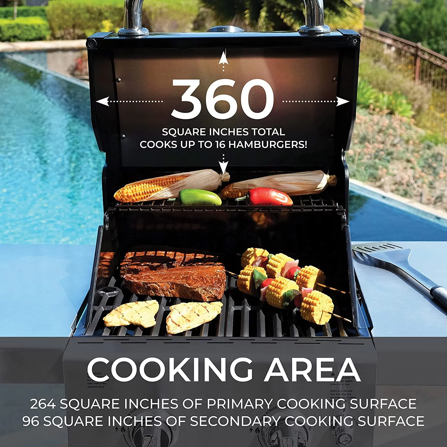 Permasteel 2-Burner Compact Propane Gas Grill with Foldable Sides, Black with Copper Accent - Cheap Fitting