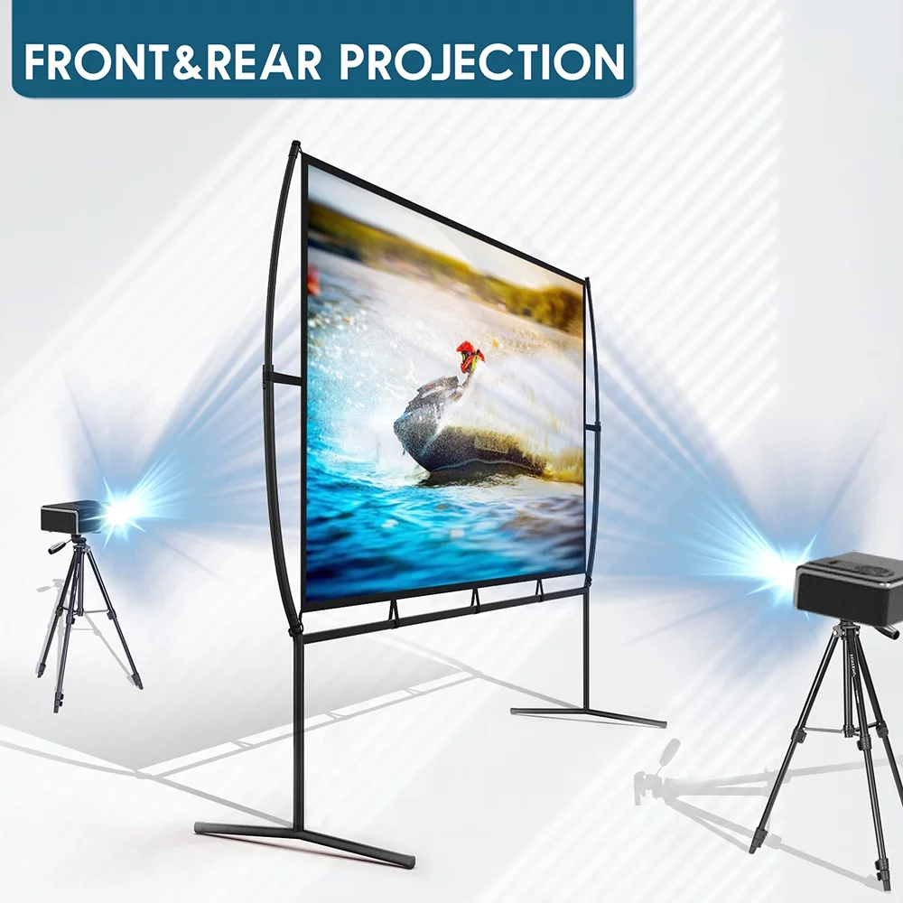 Portable Projector Screen with Stand, 100 inch Projection Screen 16:9 4K, Indoor Outdoor Movie Screen with Carry Bag for Home Backyard Theater - Cheap Fitting