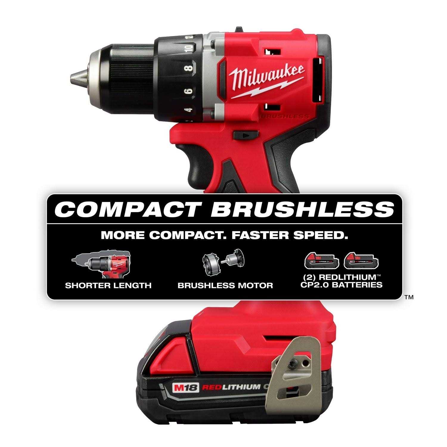 Milwaukee M18 Compact Brushless Drill Driver Kit 3601-22CT - Cheap Fitting