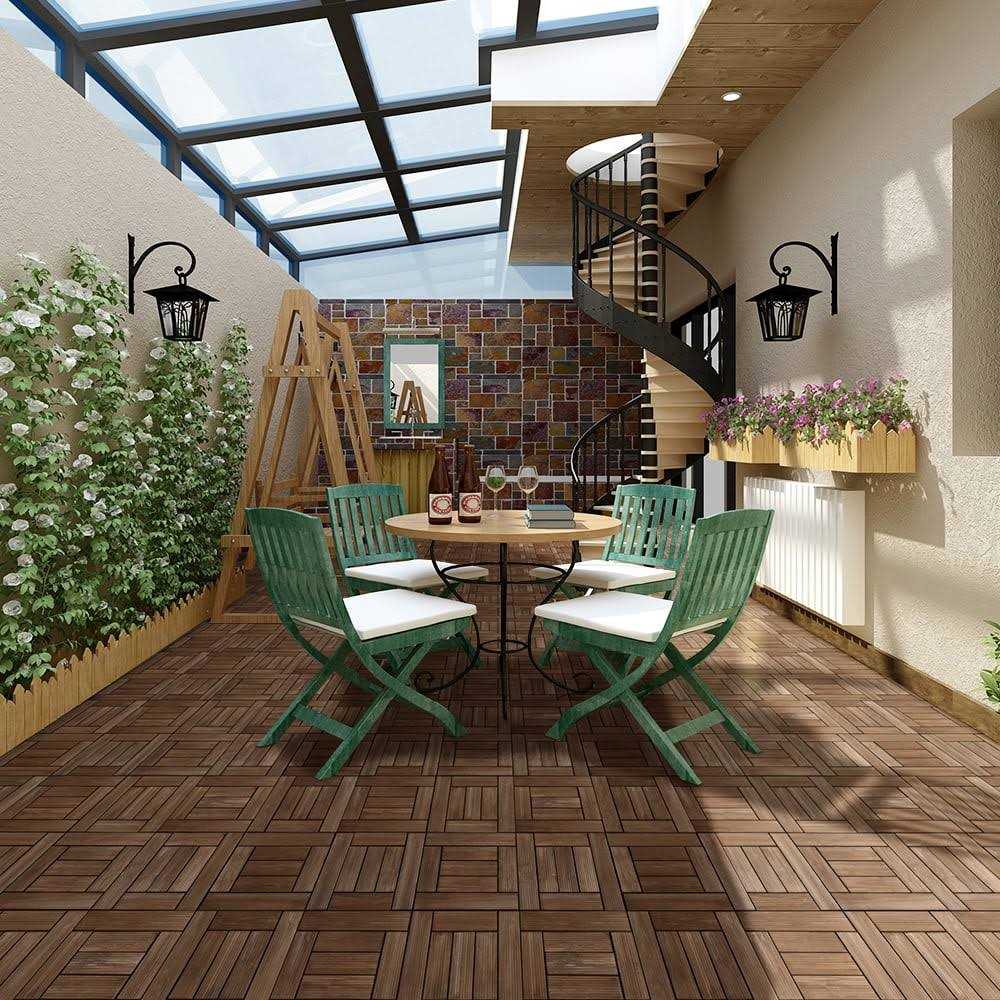 Yaheetech Fir Wood Flooring Tiles Interlocking Wood Tiles Patio - Cheap Fitting