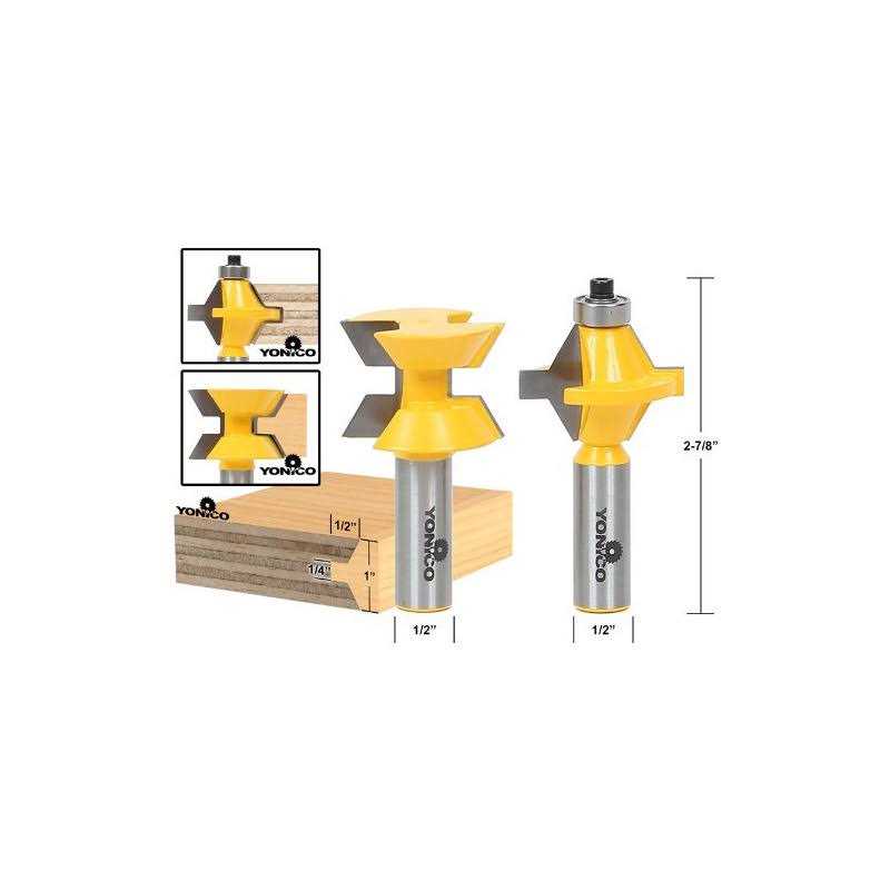 Yonico Router Bits Set Edge Banding Tongue and Groove 2 Bit Tongue & Groove 1/2-Inch Shank 15223 - Cheap Fitting