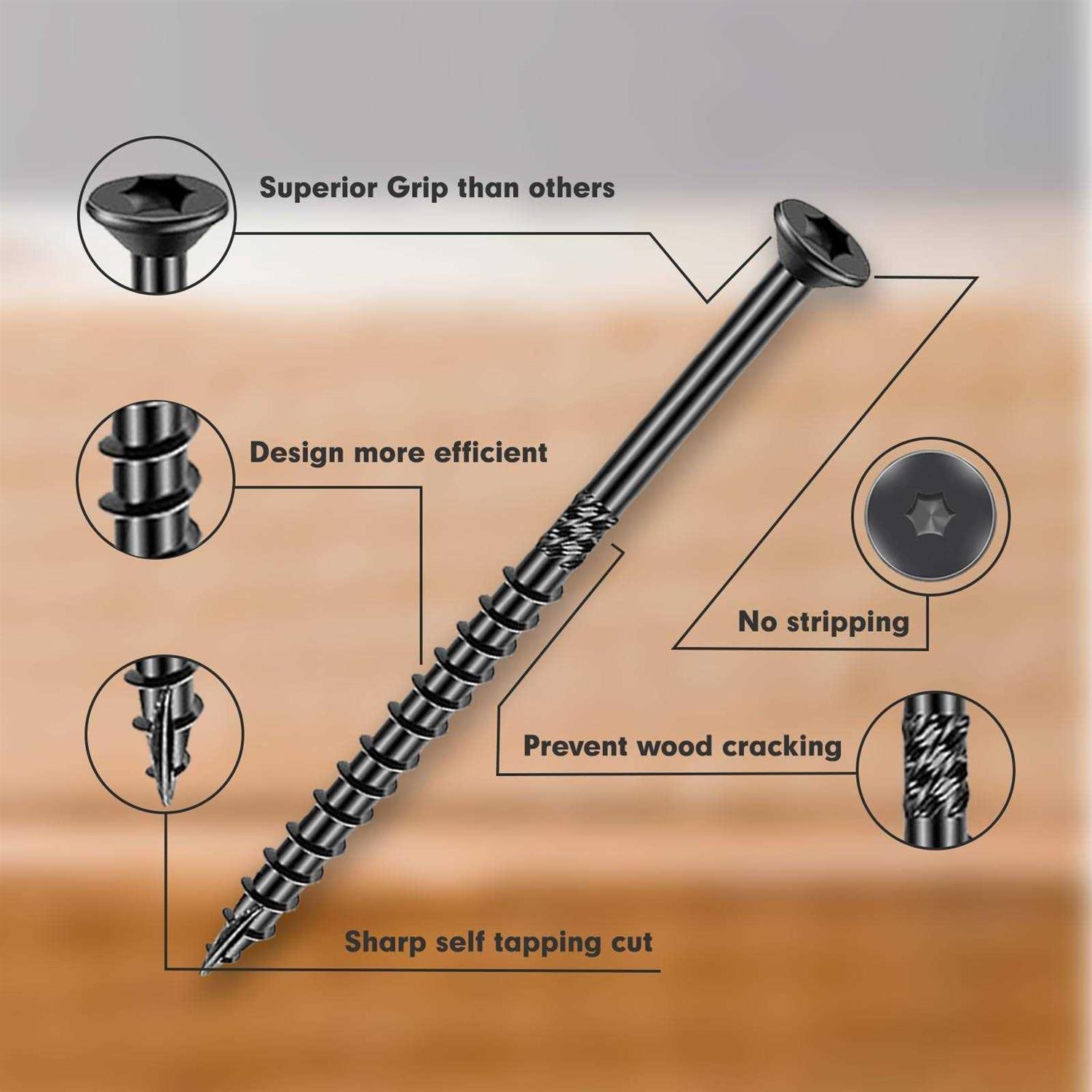 FMhotu Heavy-Duty Outdoor Deck Screws Star Drive Wood Screws - Cheap Fitting