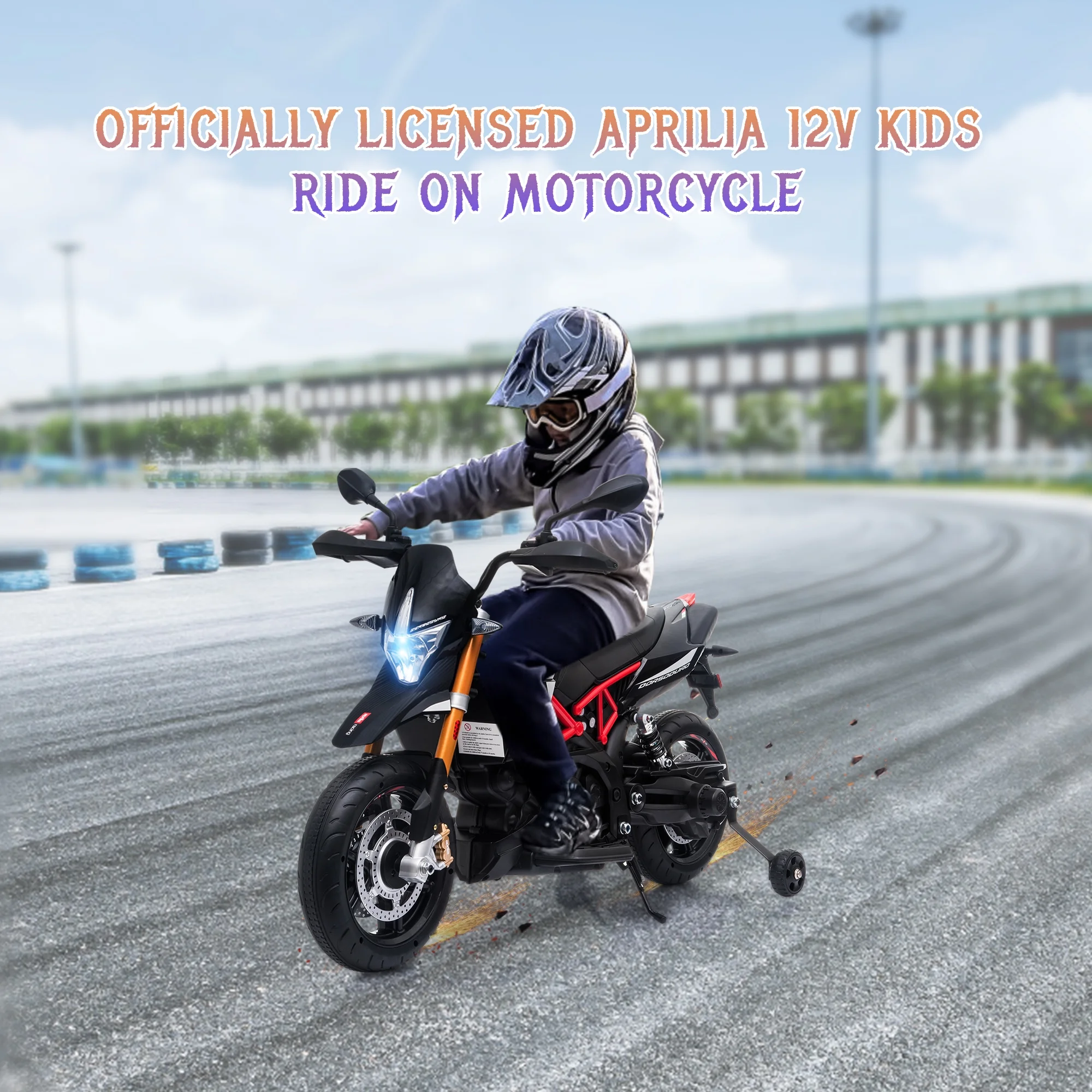TOBBI Aprilia Licensed 12V Ride on Motorcycle Electric Motorbike for Kids Child Toys W/Training Wheels, Music, LED Lights, MP3, USB - Cheap Fitting