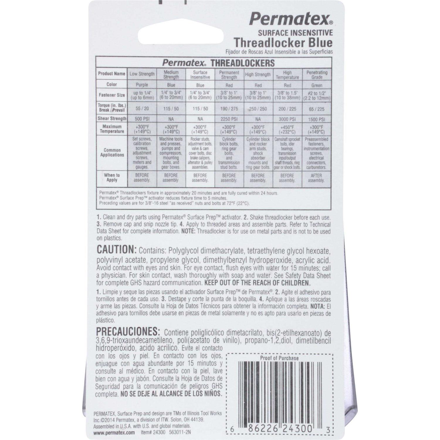 Permatex 24300 Surface Insensitive Threadlocker - Cheap Fitting