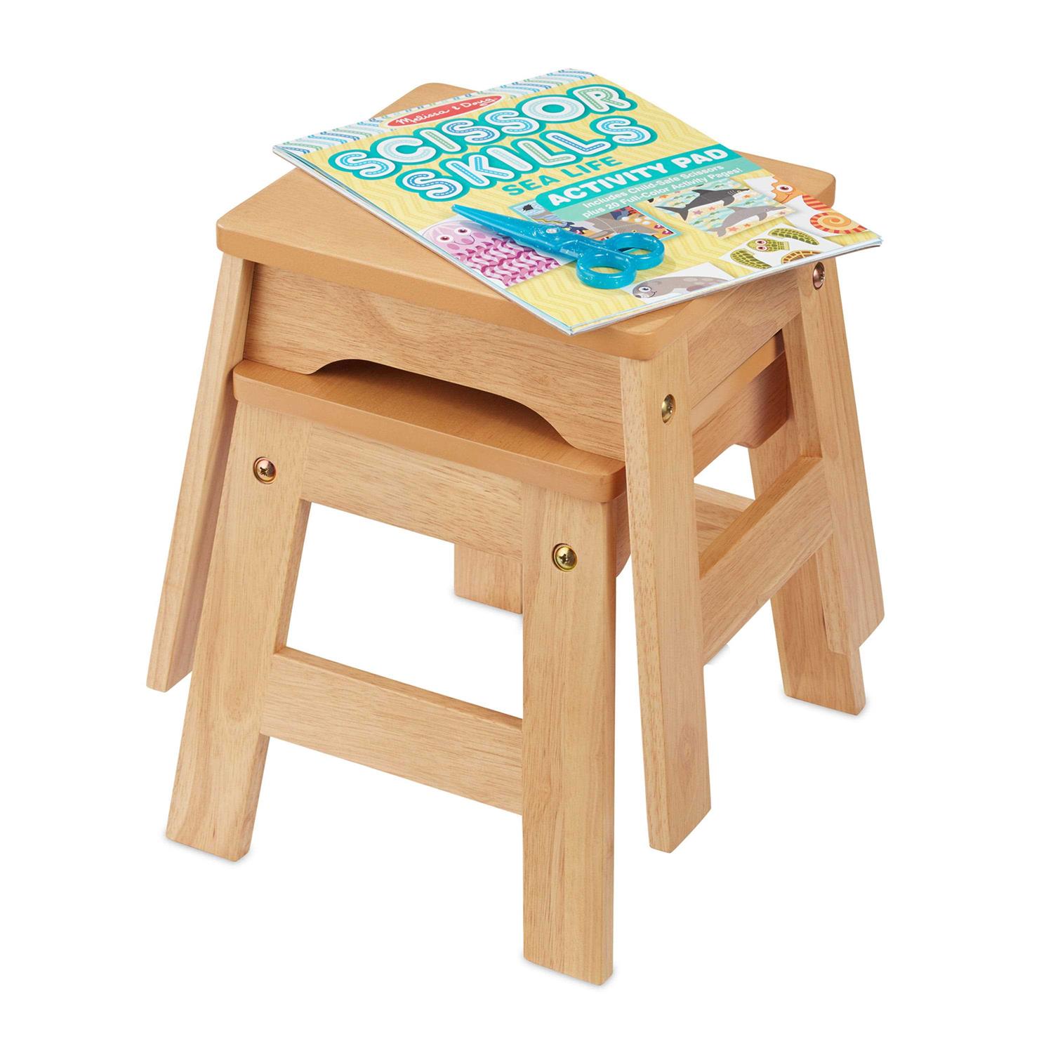 Melissa & Doug Wooden Stools Set of 2 Stackable - Cheap Fitting