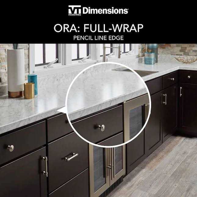 VT Dimensions Formica 25.25-in x 3.75-in Carrara Bianco 6696-43 Straight Laminate Countertop with Integrated Backsplash - Cheap Fitting