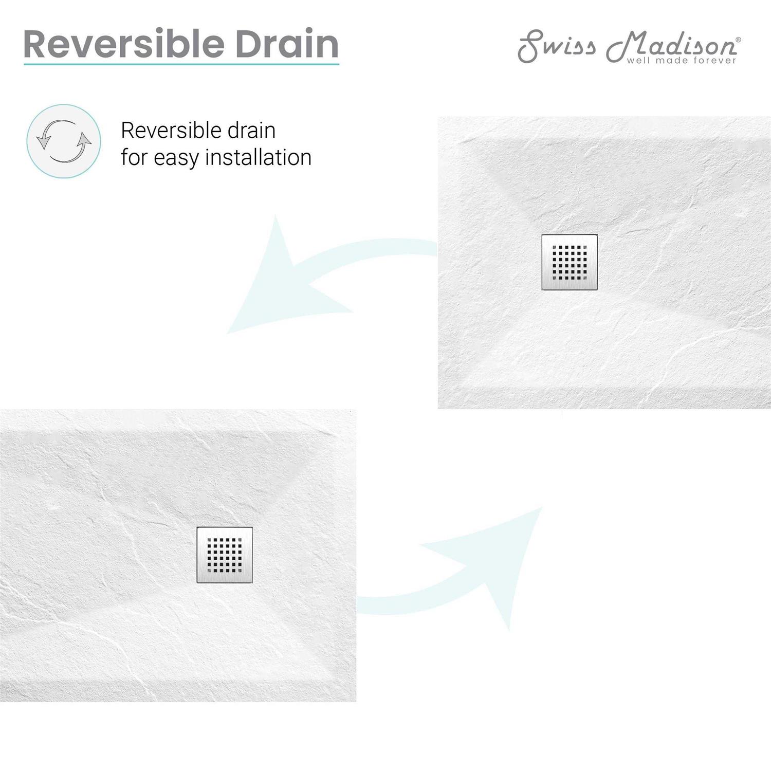 Terre Series 36 inch Reversible Drain Shower Base - Cheap Fitting