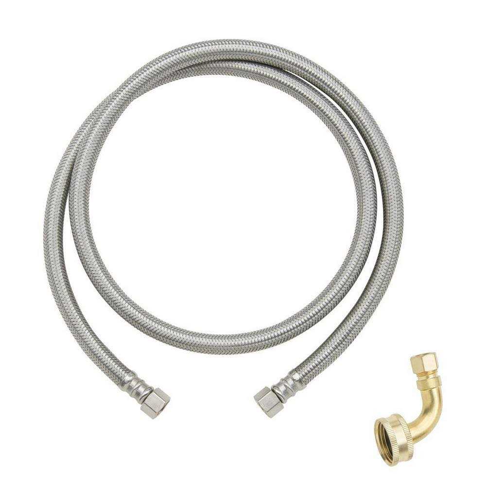Plumbshop PLS1-48DW12-P 48 Braided Stainless Steel Dishwasher Connector w/ Garden Hose Elbow - Cheap Fitting