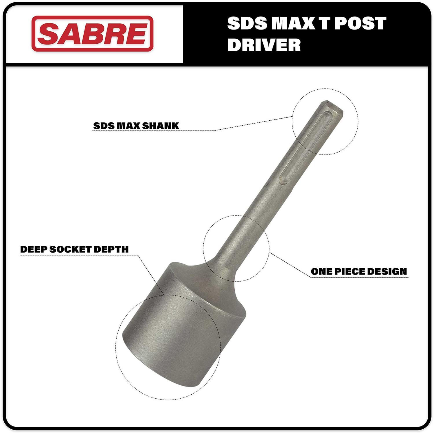Sabre Tools Sds Max Shank T Post Driver Attachment Made for Driving T Posts with Rotary Hamer Drill - Cheap Fitting