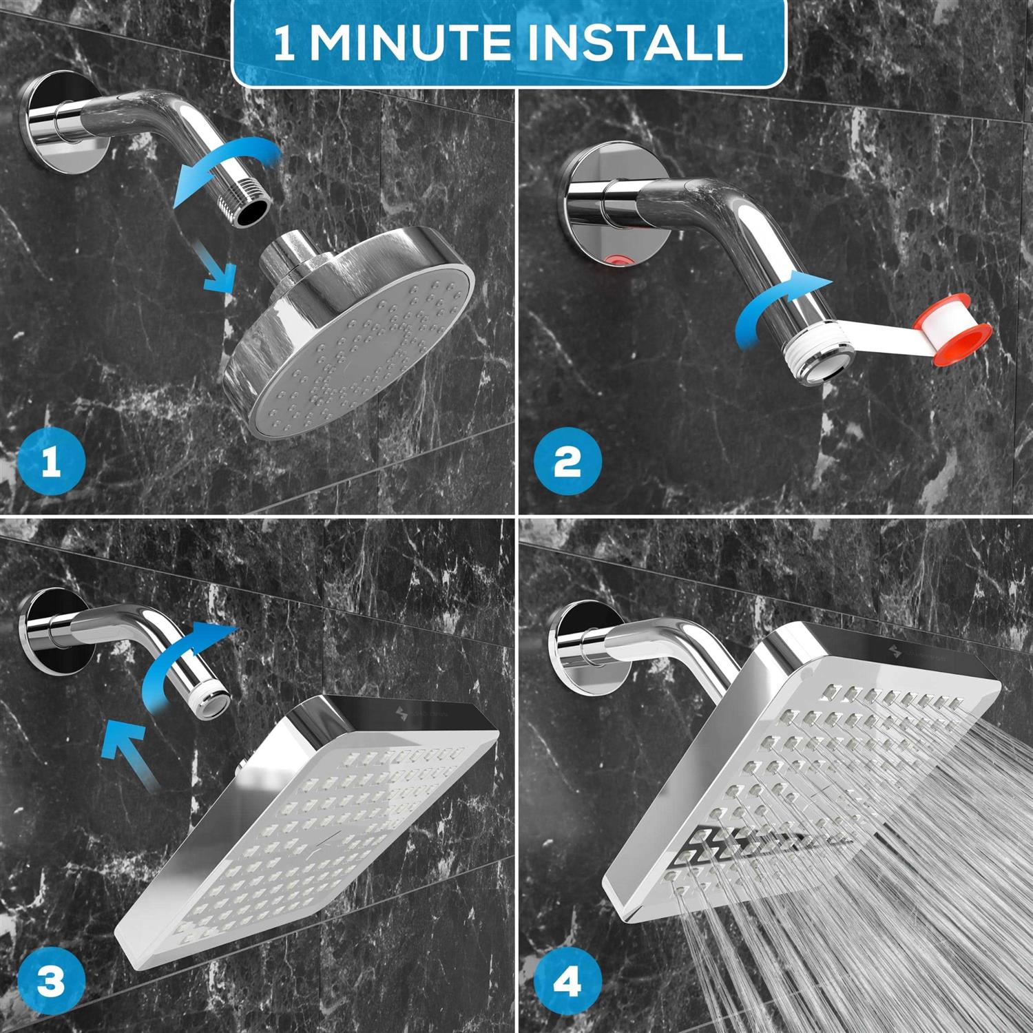 SparkPod Shower Head High Pressure Rain Premium Quality Luxury Design - Cheap Fitting