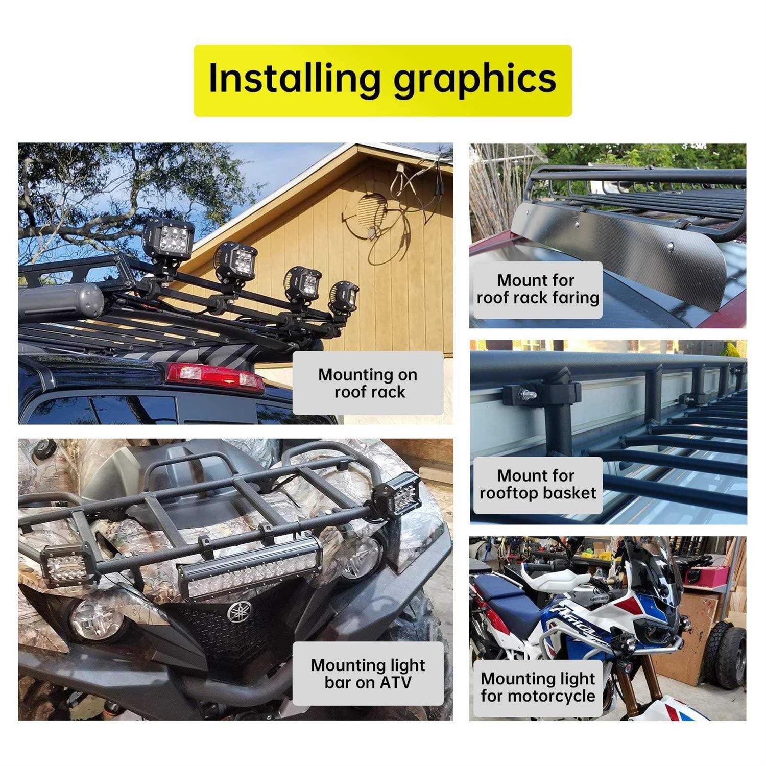 Lizard Go Tube Clamps Pack of 4,horizontal Bar Clamp 1.625 inch,1.75 inch,1.875 inch,2.0 inch,roll Bar Clamp for Led Light Bar,cube Lights,atvs - Cheap Fitting