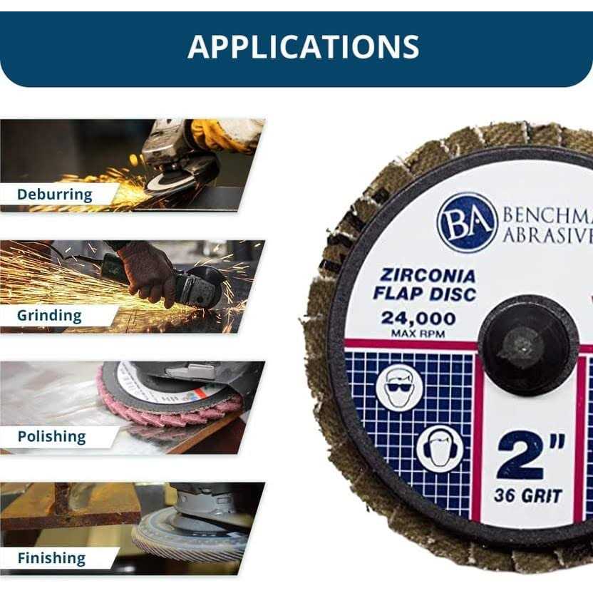 Benchmark Abrasives Quick Change Zirconia Flap Disc Grinding Wheel Male R-Type Back Design for Cleaning Finishing Deburring of Irregular - Cheap Fitting