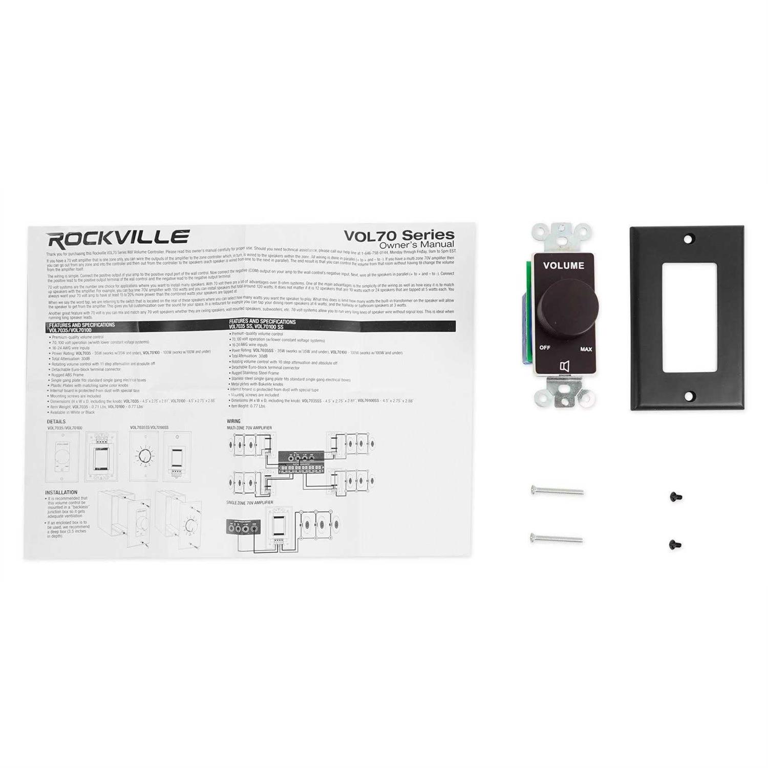 Rockville VOL70100 100 Watt 70v Wall Volume Control Zone Controllers - Cheap Fitting
