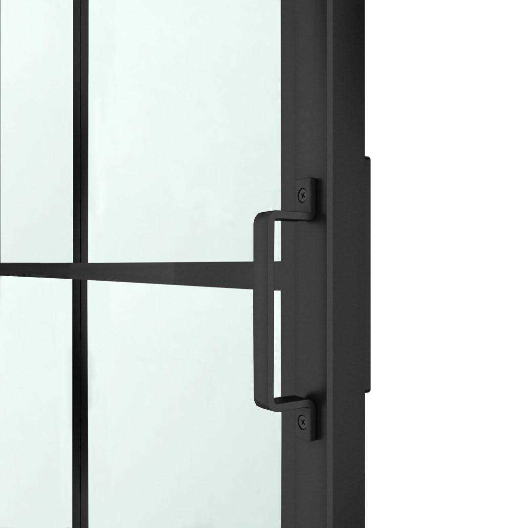 CALHOME 37-in x 84-in Black Glass Steel Single Barn Door - Cheap Fitting