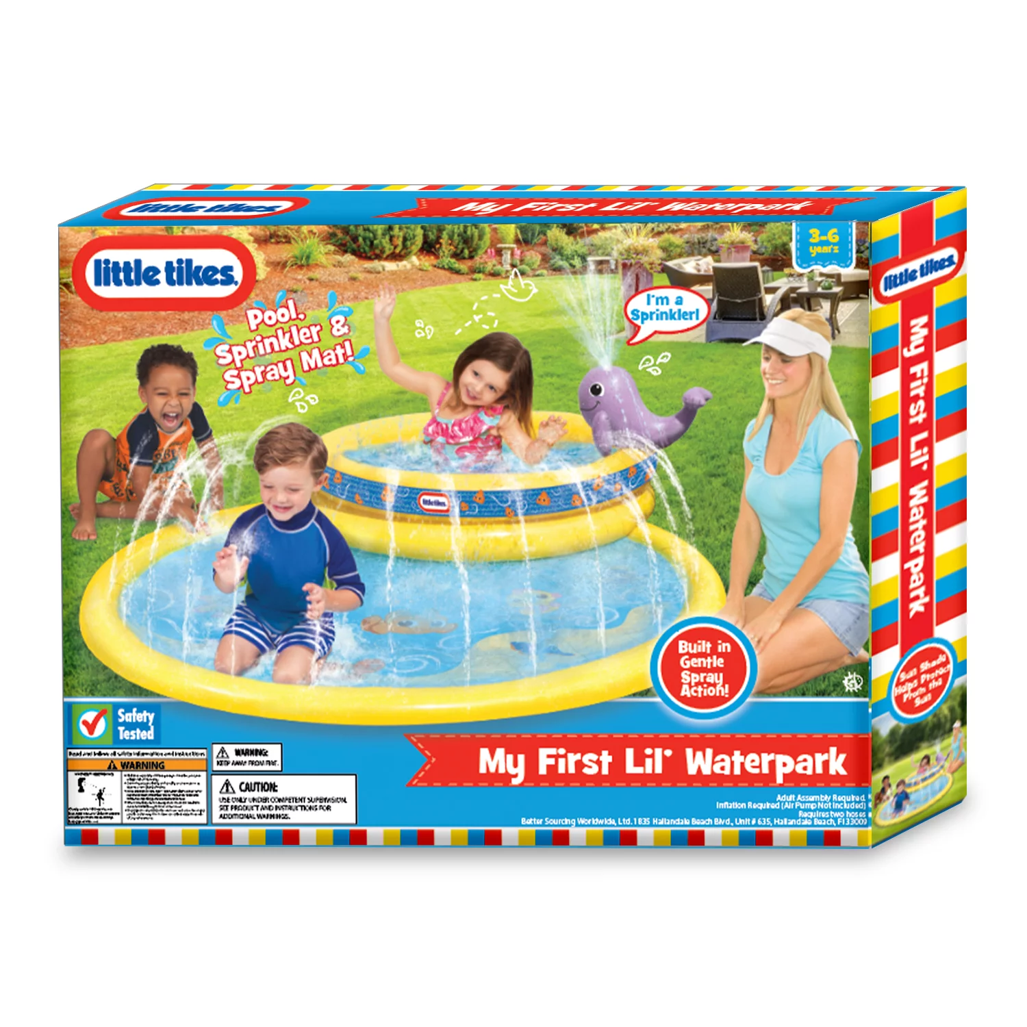 Little Tikes My First Lil Water Park, Round Splash Pool with Whale Sprinkler and Spray Mat for Kids Ages 3-6 - Cheap Fitting