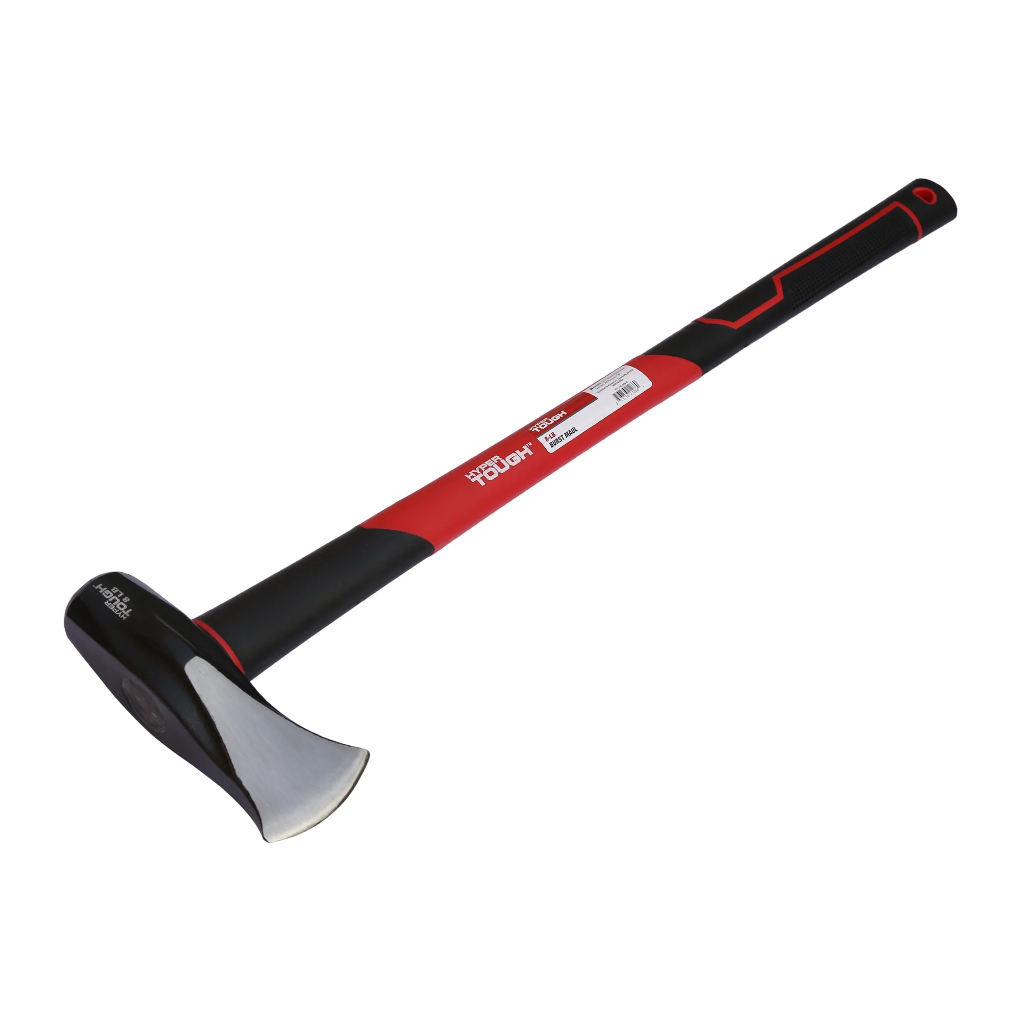 Hyper Tough 8 lb Splitting Burst Axe Maul Red & Black Double Injection Fiberglass 34