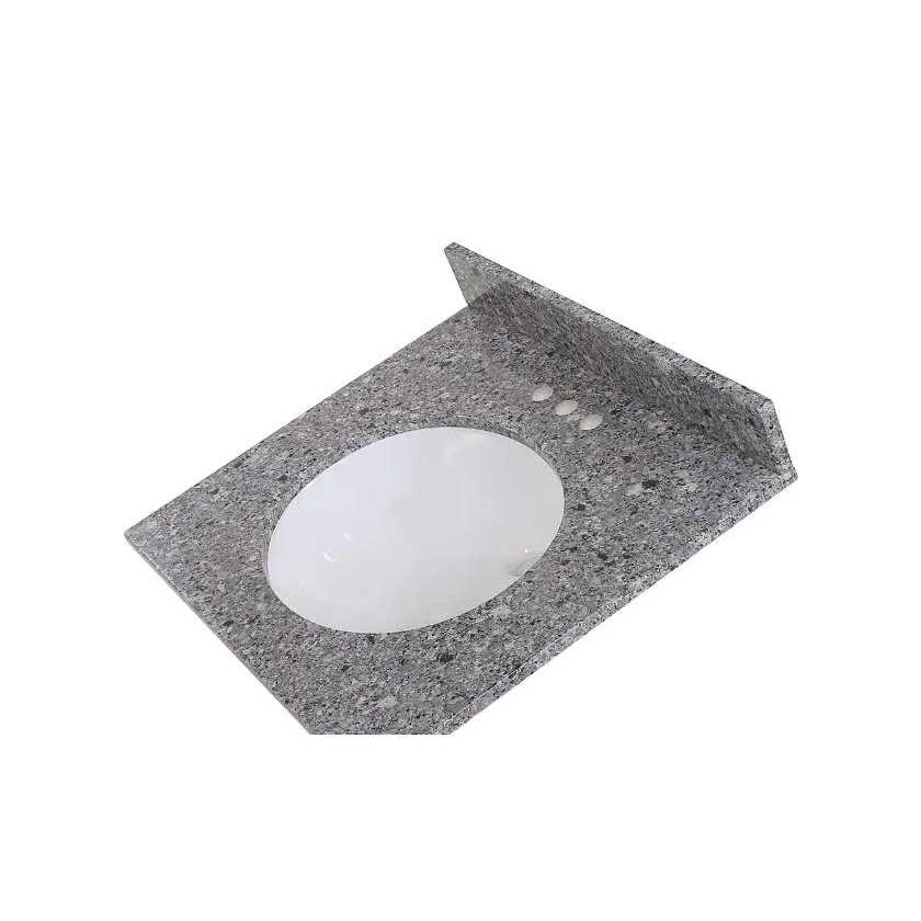 Home Decorators Collection Stone Effects 37 in. W x 22 in. D Ceramic Vanity Top in Winter Mist with White Rectangular Single Sink - Cheap Fitting