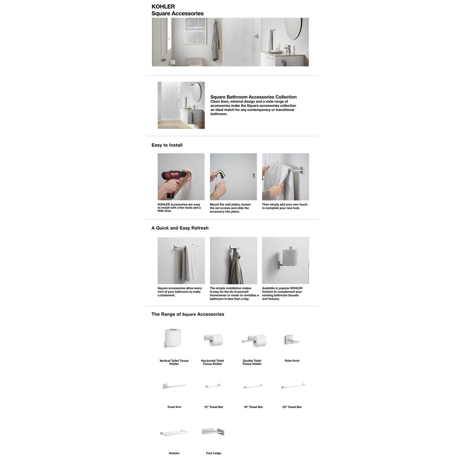 Kohler Square Grab Bar - Cheap Fitting