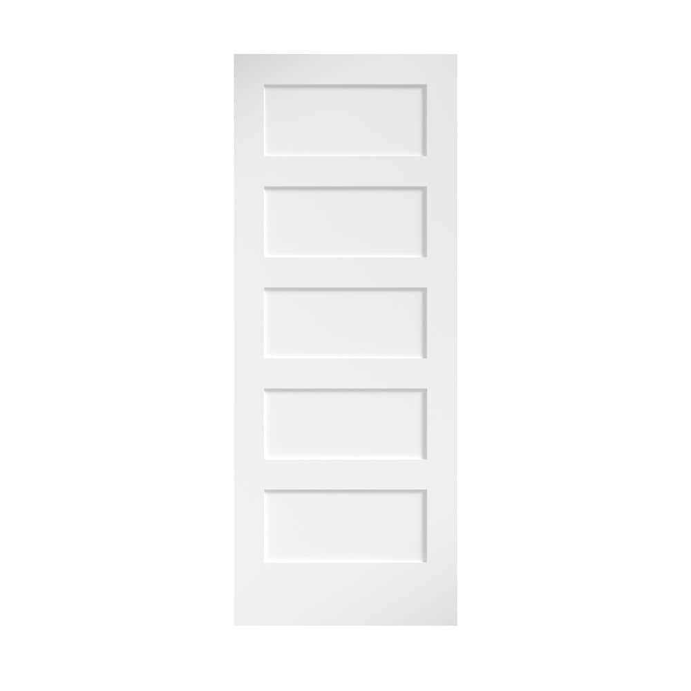 EightDoors 80 in. x 1-3/8 in. Shaker White Primed 5-Panel Solid Core Wood Interior Slab Door - Cheap Fitting