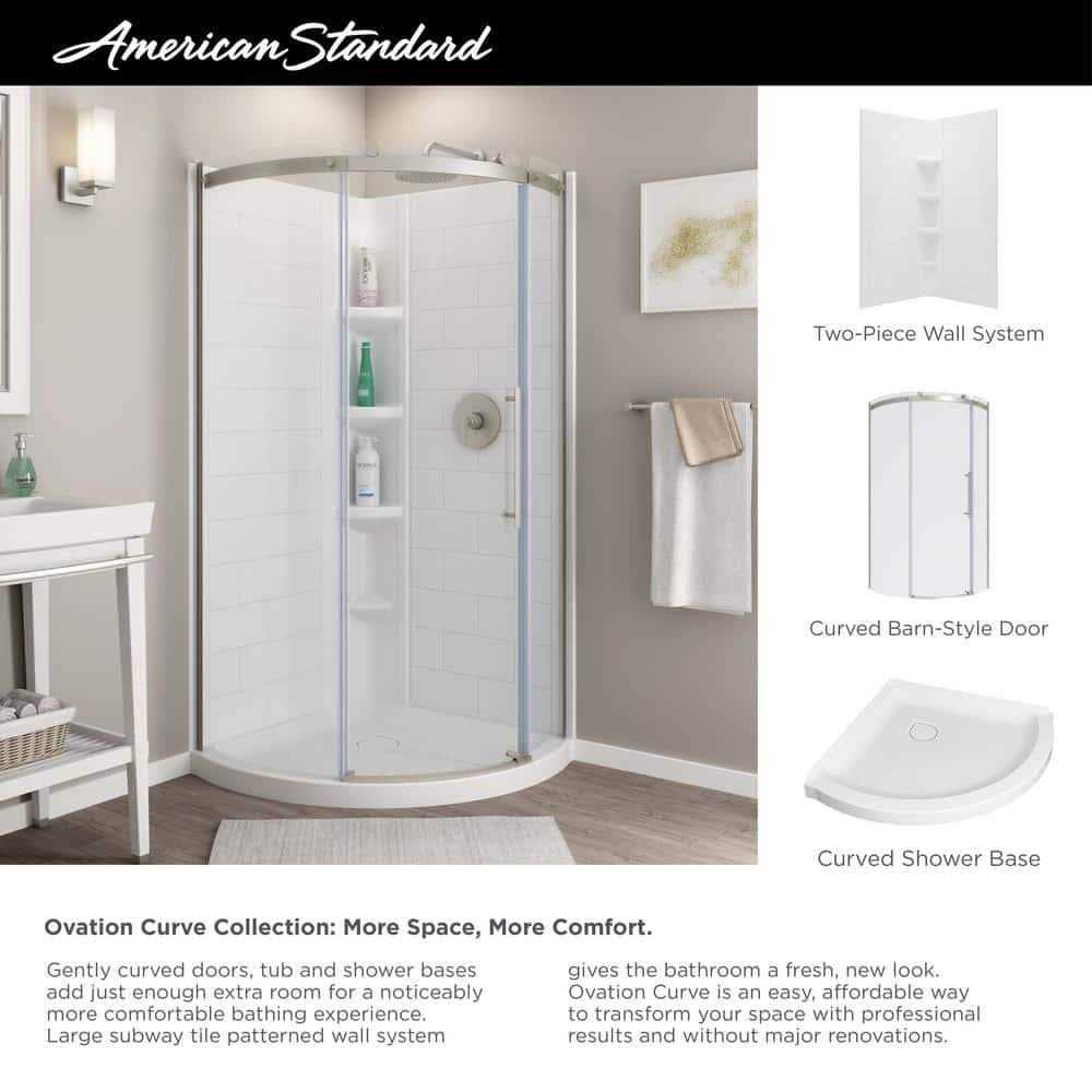 American Standard Ovation Curve 36 in. L x 36 in. W Corner Shower Pan Base with Center Drain in Arctic White - Cheap Fitting