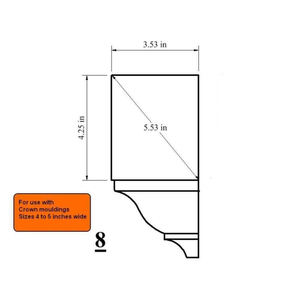 HOUSE OF FARA 3-1/2 in. x 3-1/2 in. x 7-3/4 in. Oak Inside Corner Crown Block - Cheap Fitting