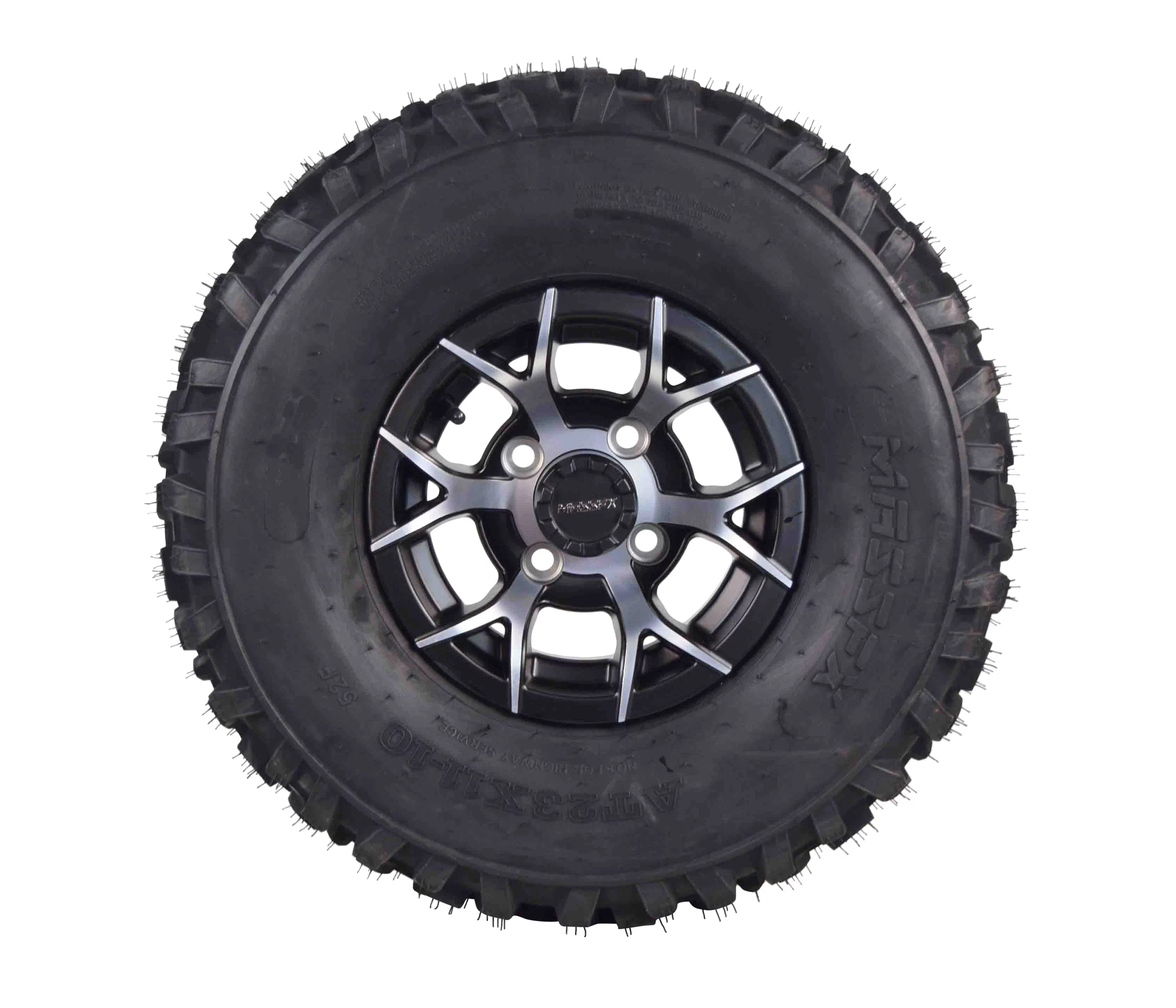 MASSFX 23x11-10 6 Ply Golf Cart Tire 23x11x10 & Black Wheel Kit A240 10x7 4/101.6 - Cheap Fitting