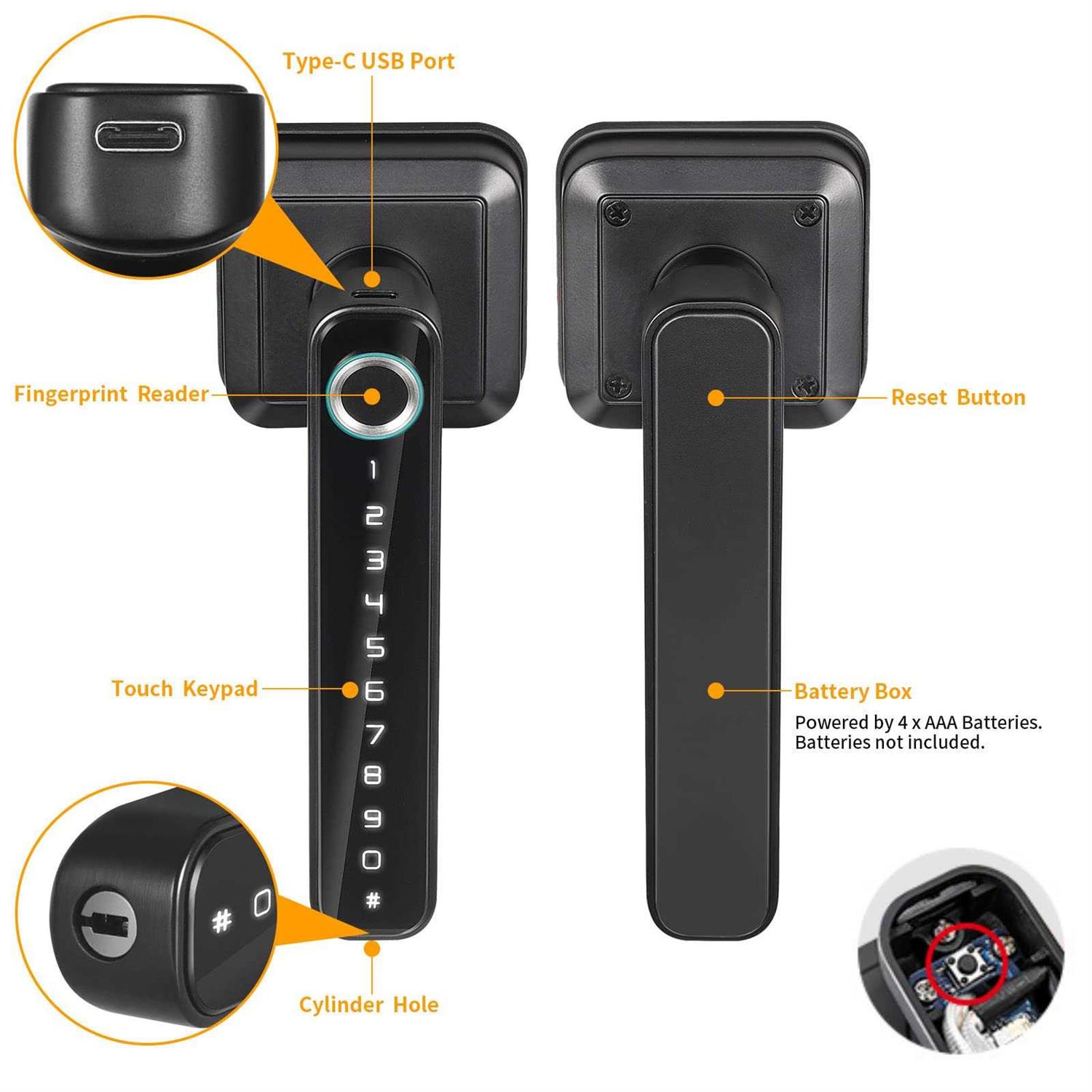 Fingerprint Door Lock for Bedroom 4-in-1 Smart Door Lock with App - Cheap Fitting