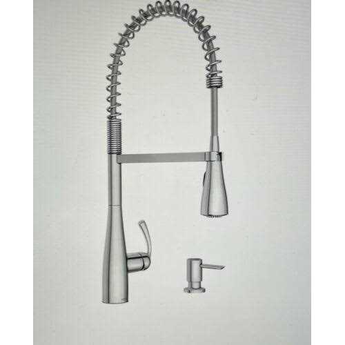 Moen Essie Spring Single-Handle Pull-Down Sprayer Kitchen Faucet with PowerClean in Matte Black 87814BL - Cheap Fitting