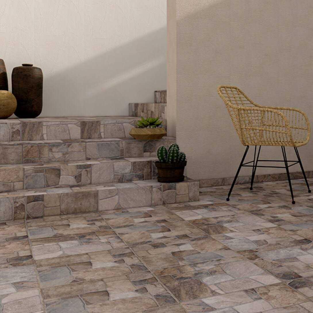 Style Selections Savestro Brown 17 x 17 Matte Ceramic Slate Stone Look Floor & Wall Tile PT44SAVEST1E - Cheap Fitting