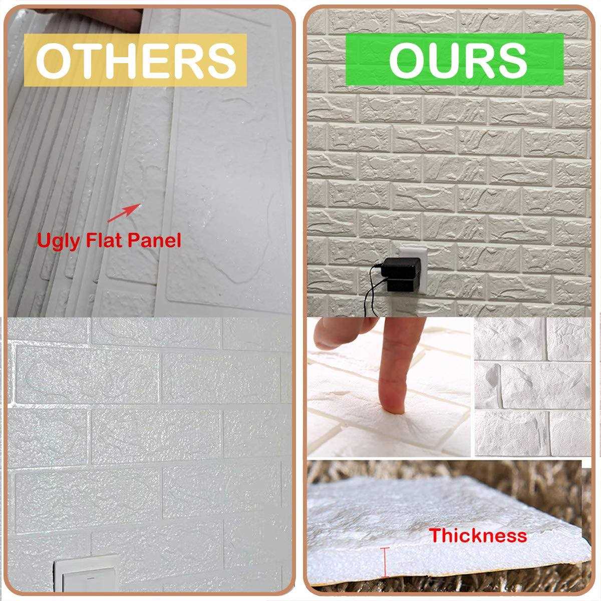 Circloophs 3d Wall Panels Peel and Stick, White Brick Printable Faux Paneling Self Adhesive Waterproof 3d Wallpaper Stick and Peel - Cheap Fitting