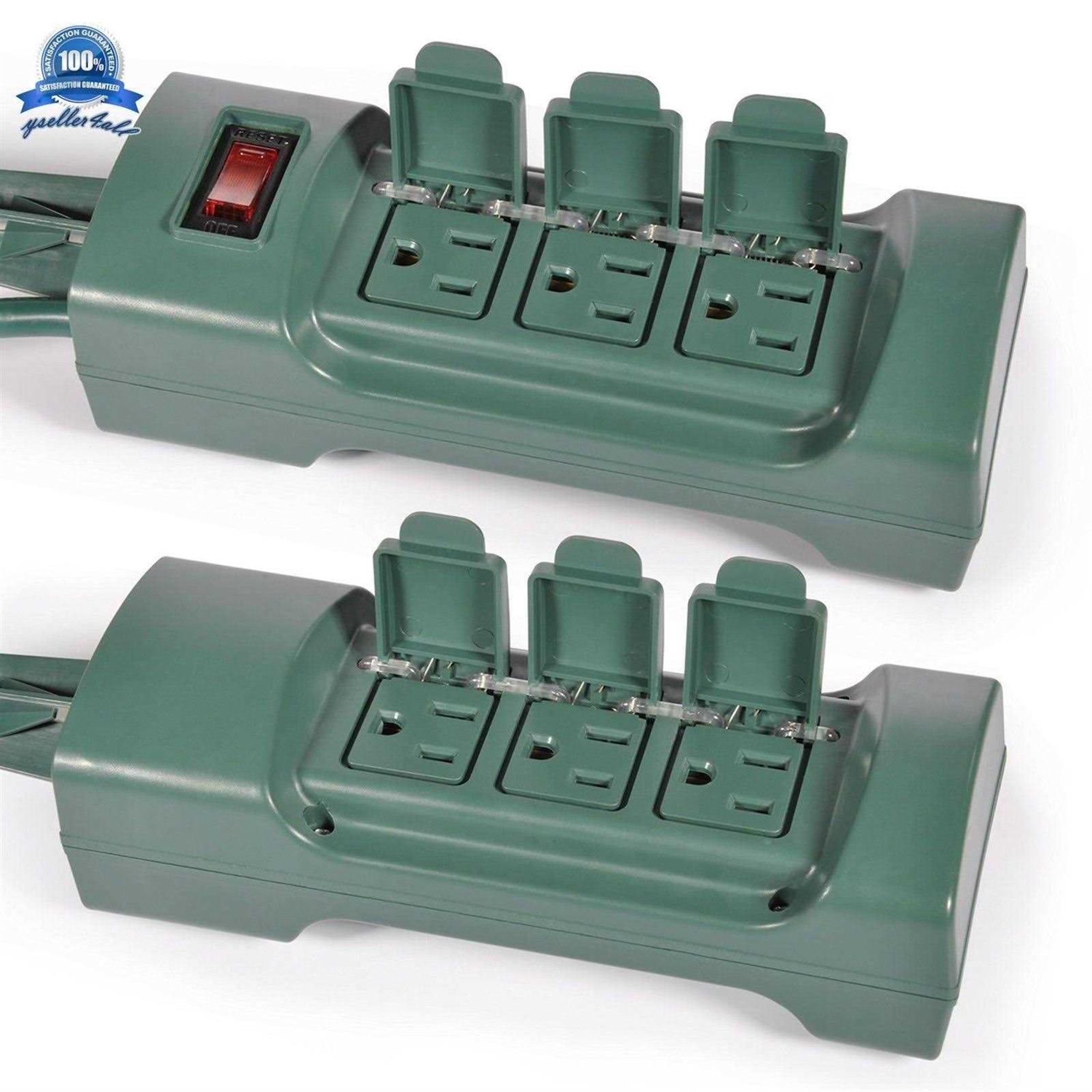 BESTTEN Outdoor Power Strip with Covers and Overload Protection Switch Double Sided 6-Outlet Yard Power Stake with 9-Foot Long Extension Cord - Cheap Fitting