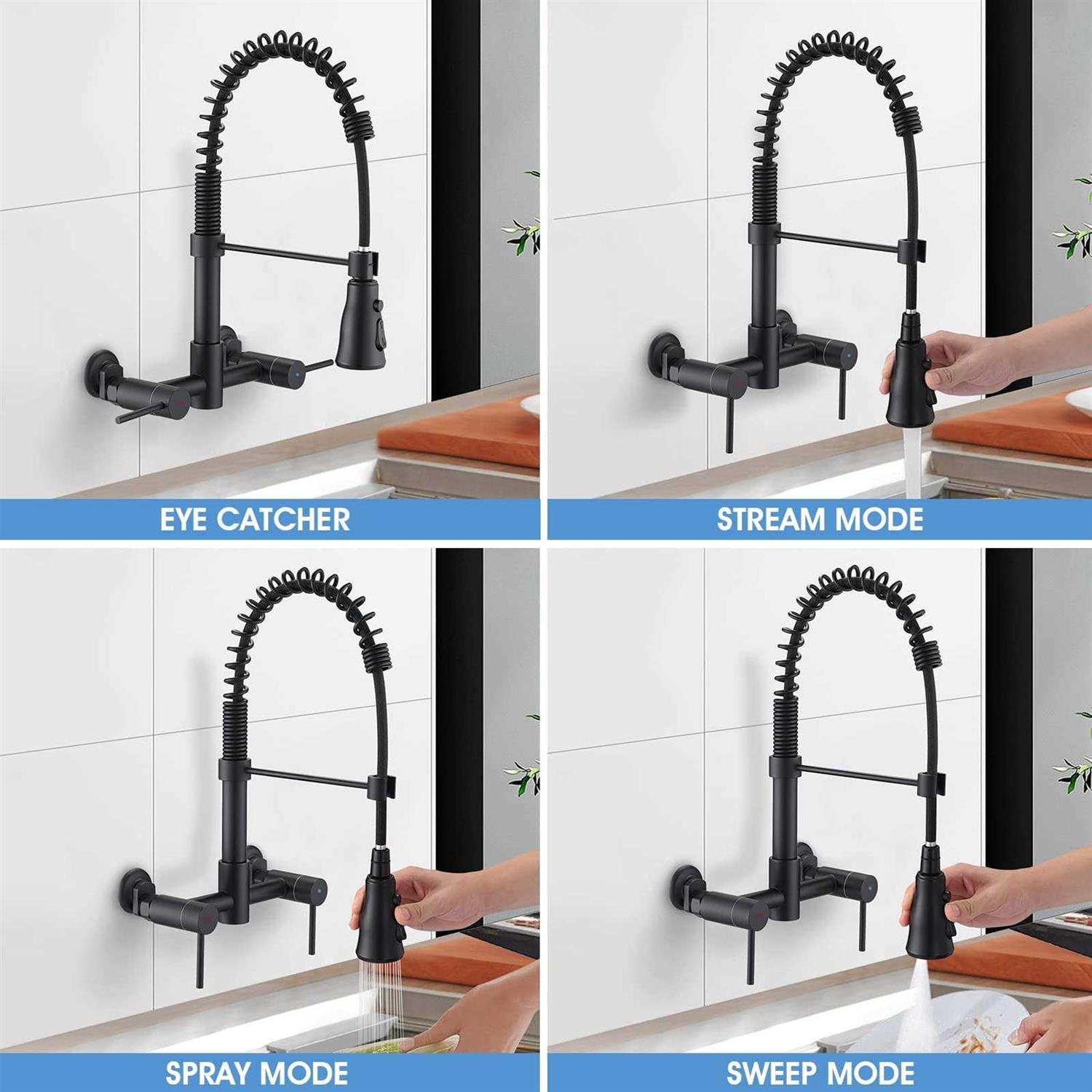 Dornberg Wall Mount Kitchen Faucet with Sprayer 8 Inch Center Commercial Kitchen Sink Faucet - Cheap Fitting