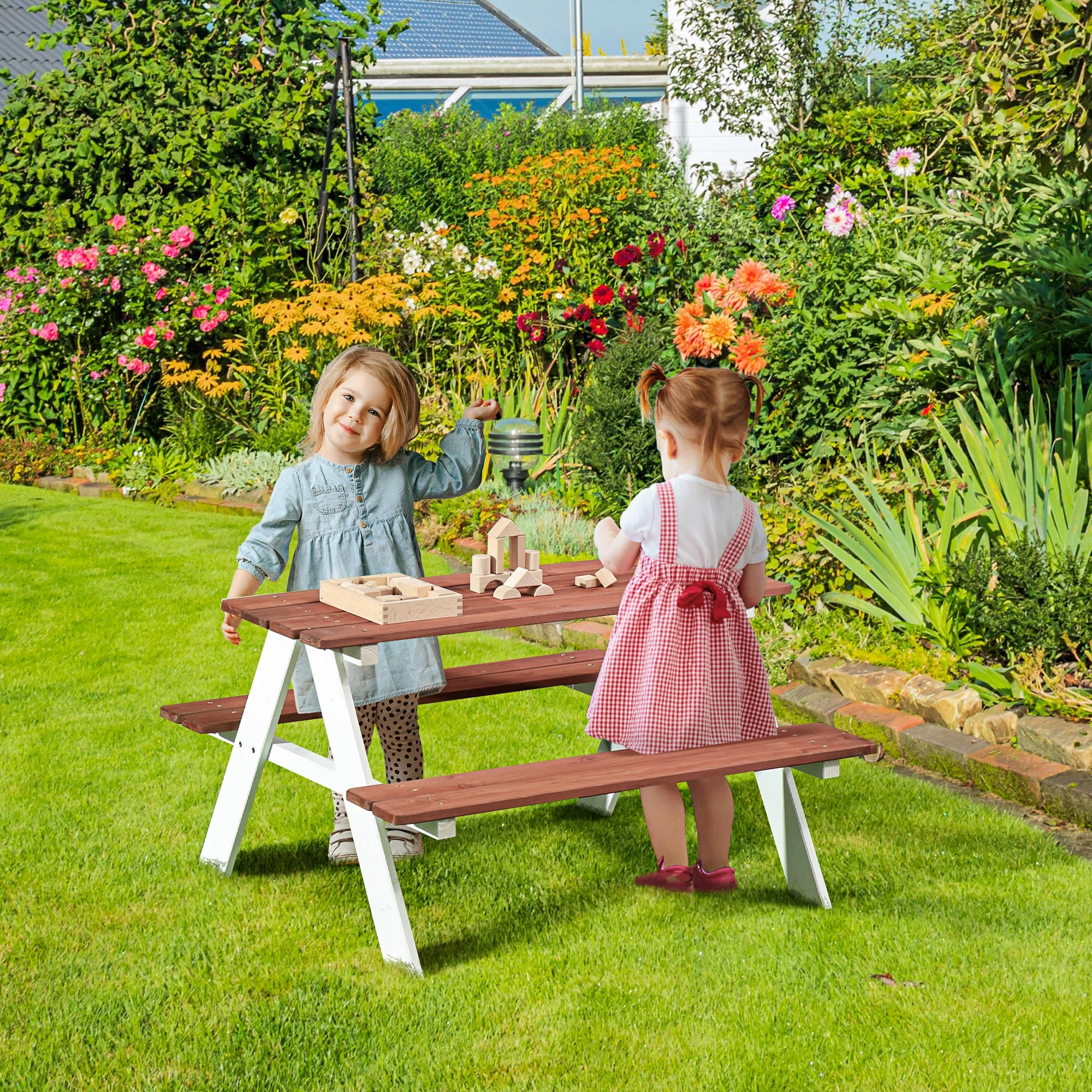 Outsunny Kids Picnic Table Set for Garden, Backyard, Aged 3-8 Years Old - Cheap Fitting